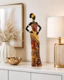Geschenkestadl Afrikafigur Afrikanische Frau 35cm Schwarz/Gold Bild 1