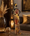 Geschenkestadl Afrikafigur Afrikanische Frau 35cm Schwarz/Gold Bild 3