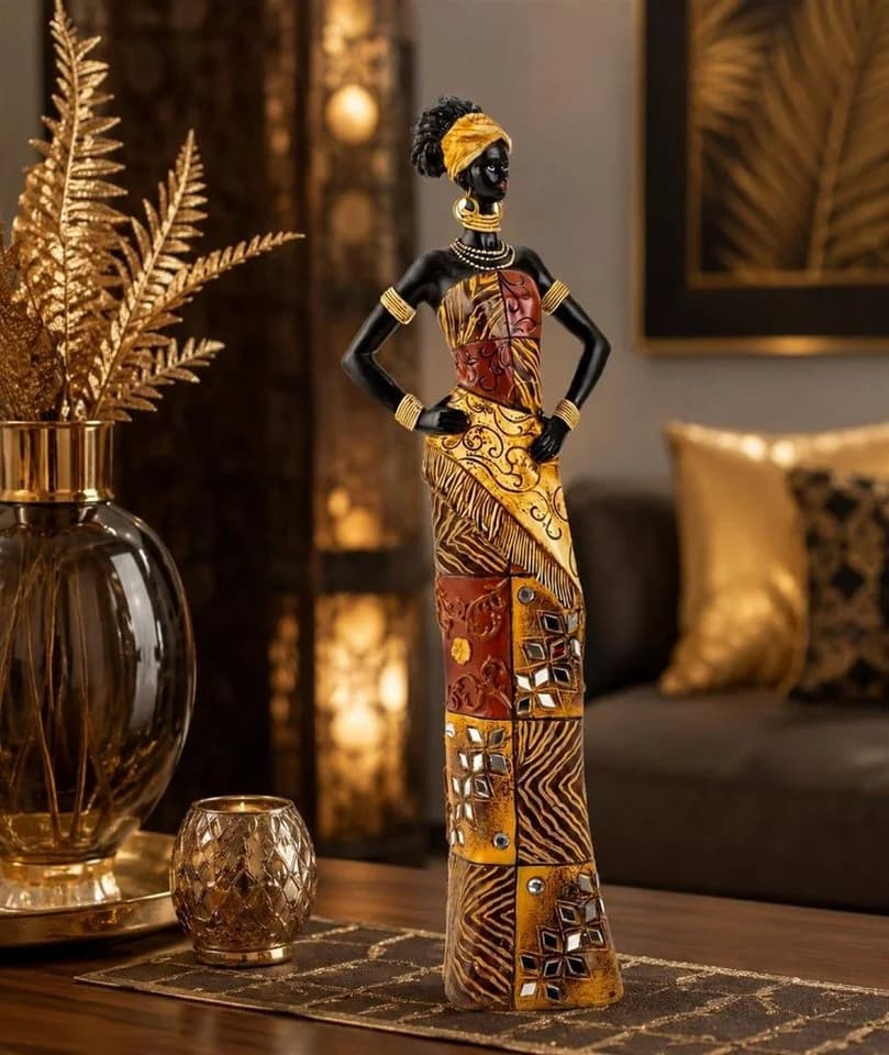 Geschenkestadl Afrikafigur Afrikanische Frau 35cm Schwarz/Gold - Bild 3