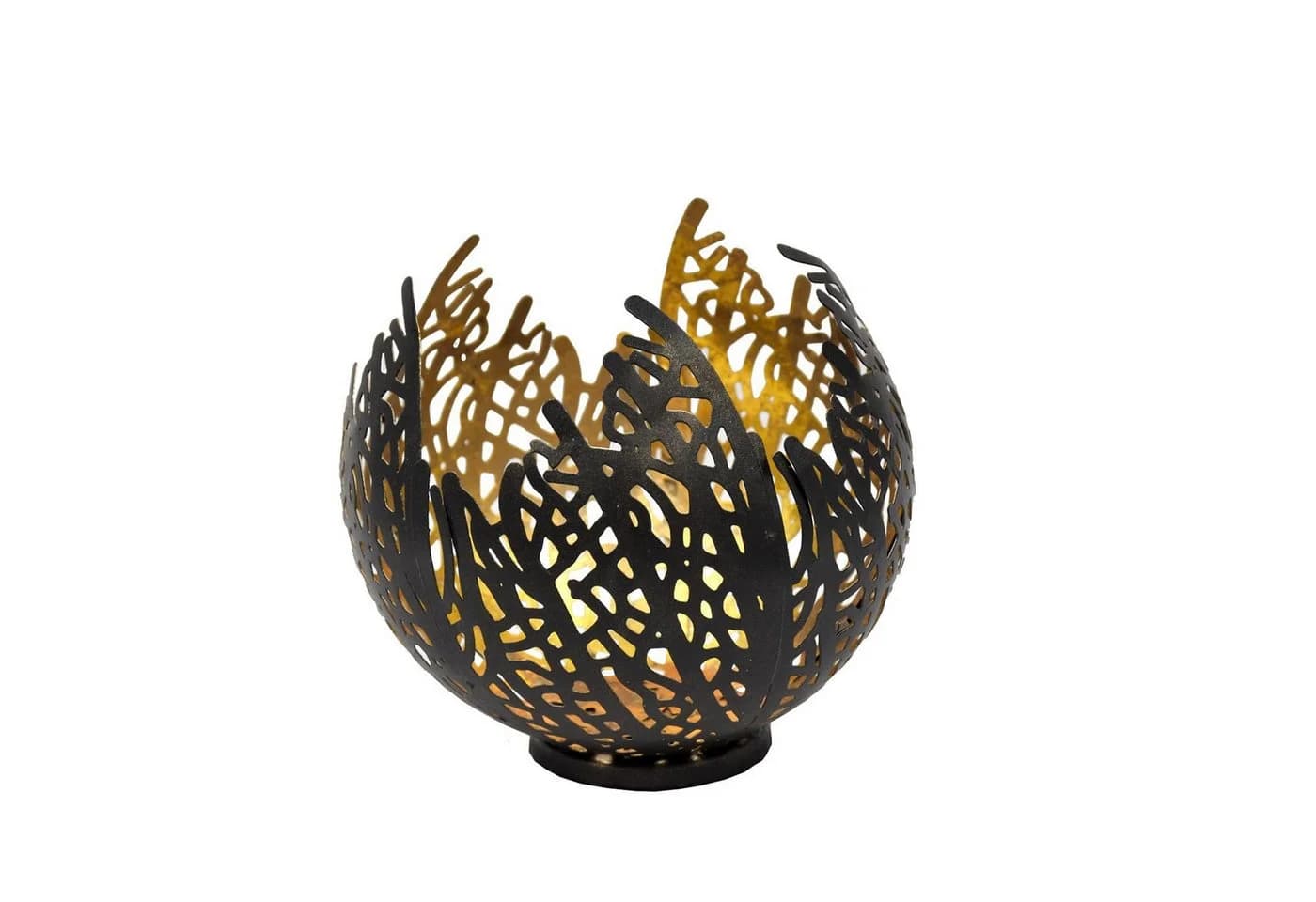 Geschenkestadl Teelichthalter 2er Set Schwarz-Gold Metall