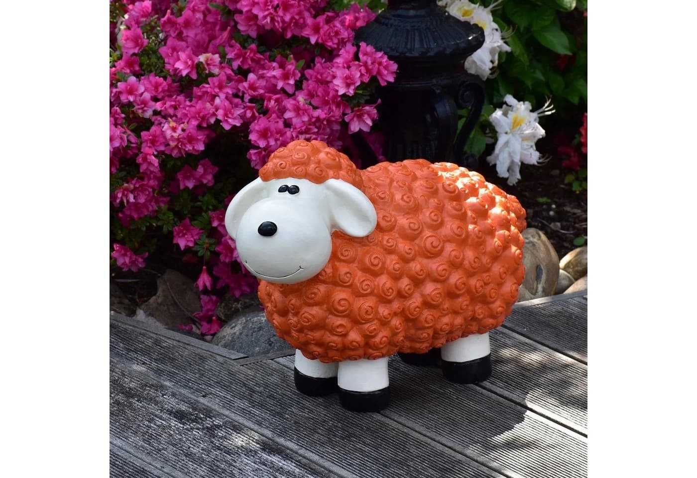 Geschenkestadl Gartenfigur XL Schaf Orange Polystone