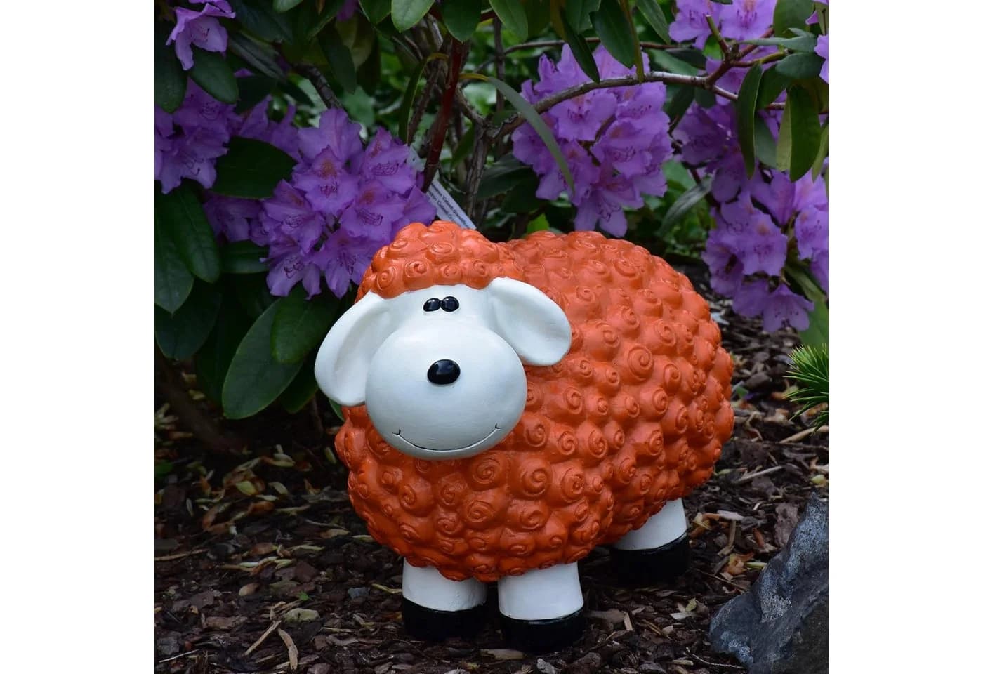Geschenkestadl Gartenfigur XL Schaf Orange Polystone - Bild 3