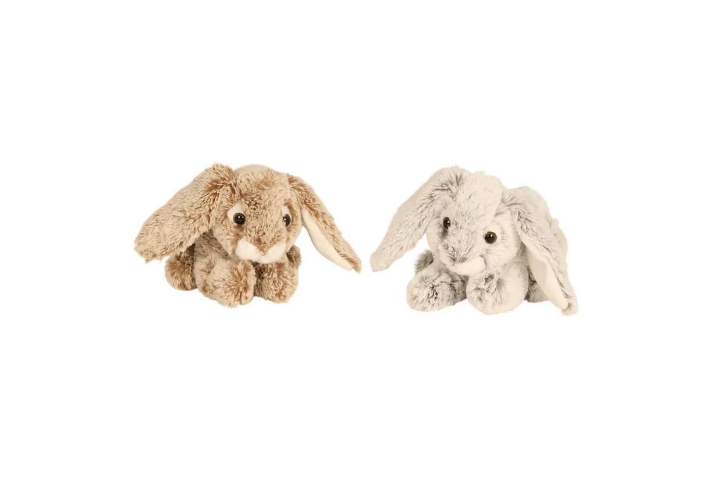 Geschenkestadl Kuscheltier 2 Plüsch Kaninchen Grau Braun 23 cm