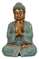 Geschenkestadl Buddha Figur groß 41,5cm Türkis Gold betende Hände Bild 2