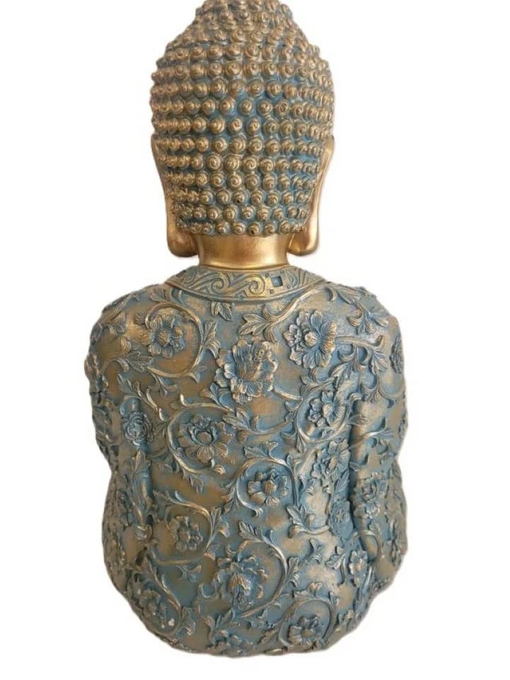 Geschenkestadl Buddha Figur groß 41,5cm Türkis Gold betende Hände - Bild 3