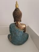 Geschenkestadl Buddha Figur 29cm Türkis Gold Meditierend Bild 1