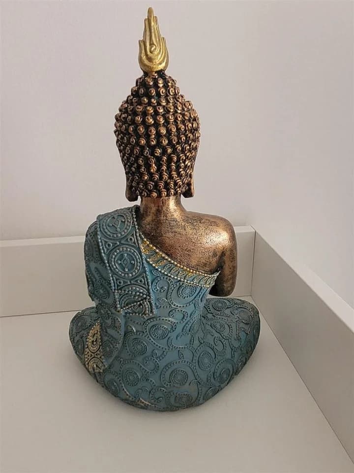 Geschenkestadl Buddha Figur 29cm Türkis Gold Meditierend