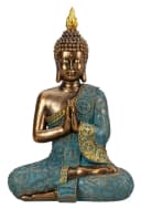 Geschenkestadl Buddha Figur 29cm Türkis Gold Meditierend Bild 2