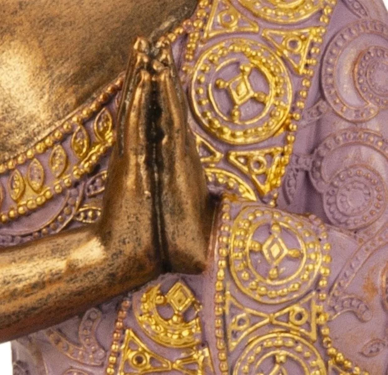 Geschenkestadl Buddha Figur 29cm Lila Gold Meditierend Deko