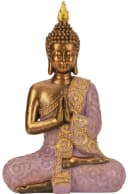 Geschenkestadl Buddha Figur 29cm Lila Gold Meditierend Deko Bild 2