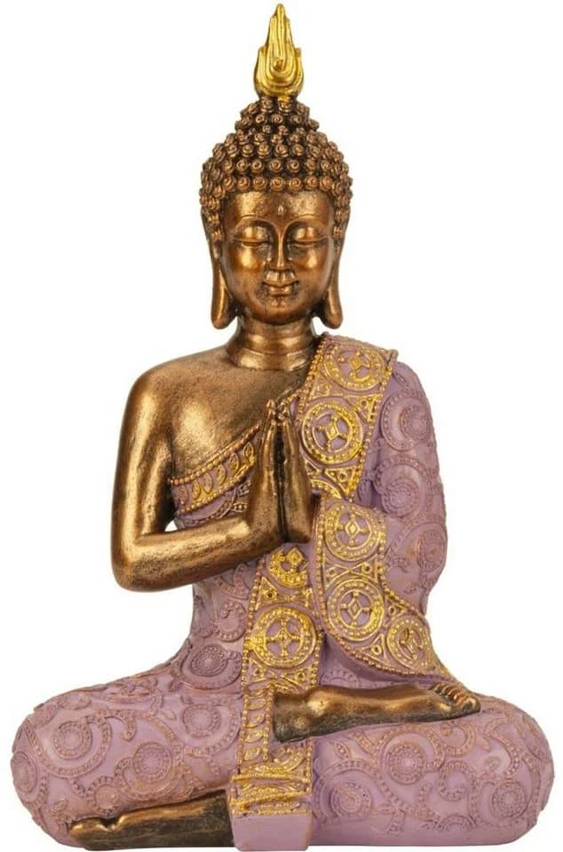 Geschenkestadl Buddha Figur 29cm Lila Gold Meditierend Deko - Bild 2