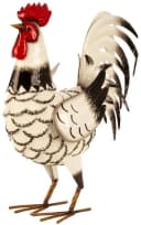 Geschenkestadl Hahn-Metallfigur Weiß XL Garten Dekoration Bild 1