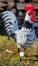 Geschenkestadl Hahn-Metallfigur Weiß XL Garten Dekoration Bild 3