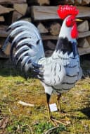 Geschenkestadl Hahn-Metallfigur Weiß XL Garten Dekoration Bild 4