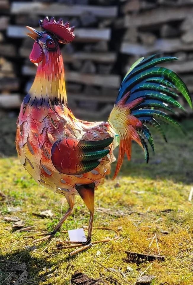 Geschenkestadl Metallhahn XXL 55cm Tierfigur Bauernhof Dekoration - Bild 4