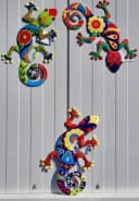 Geschenkestadl 3er Set Bunte Gecko Metallfigur Wanddekoration Bild 3