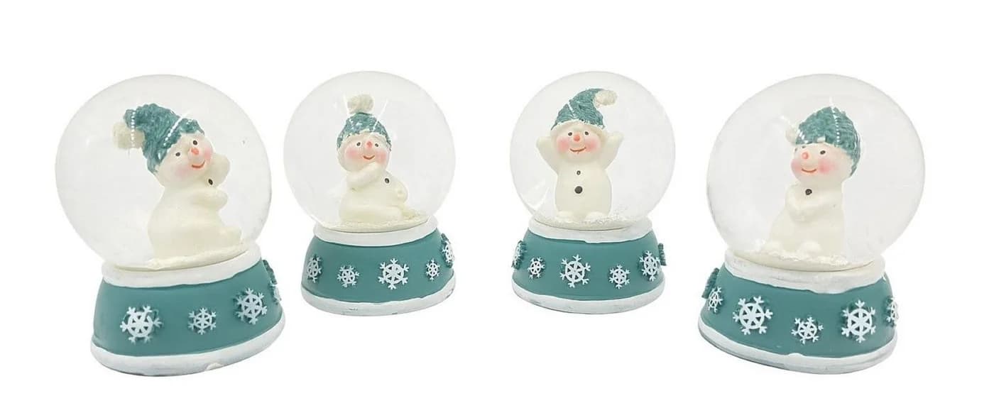 Geschenkestadl Schneekugel 4er-Set Schneemann Winter Deko Rot/Türkis - Bild 2