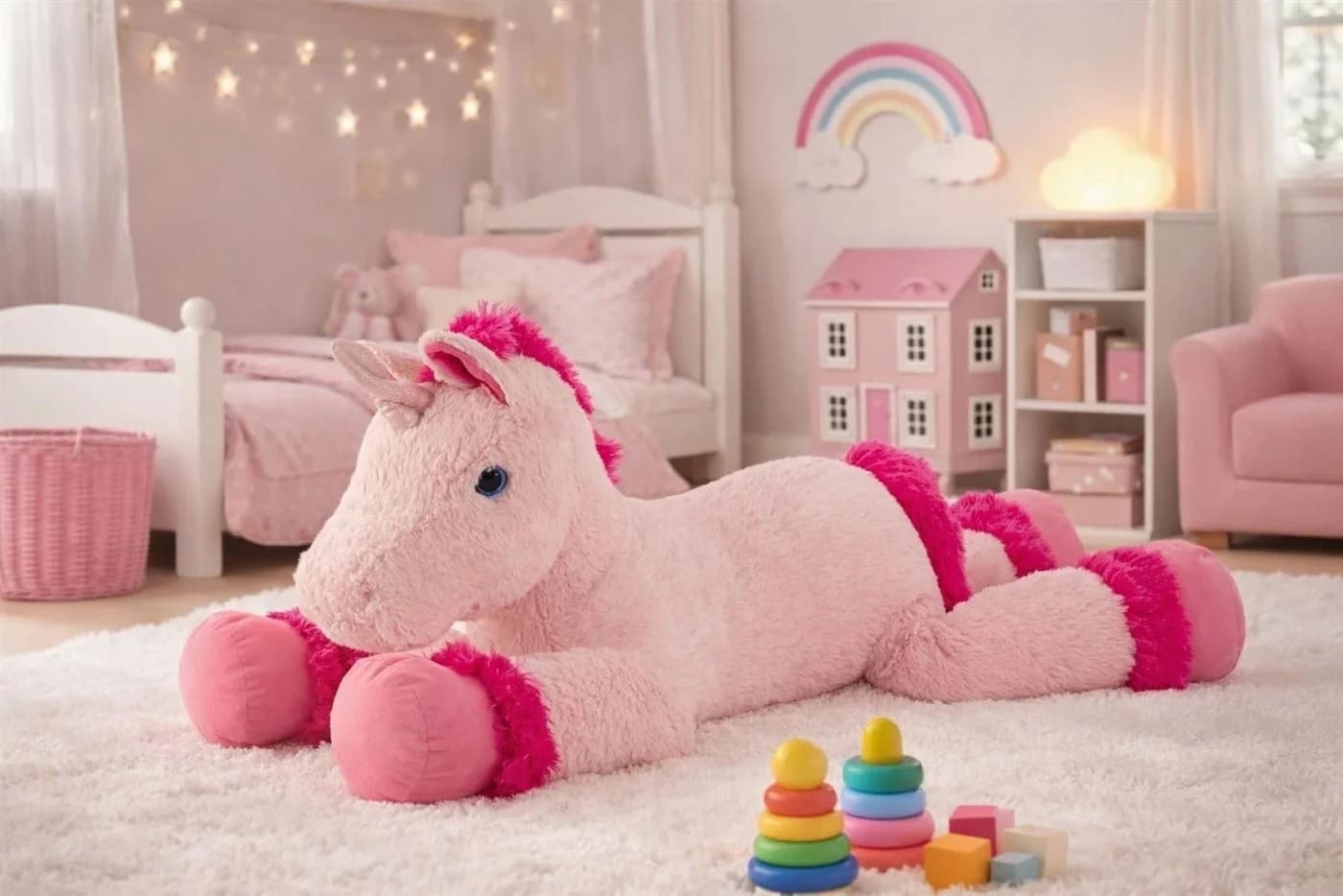 Geschenkestadl Kuscheltier Einhorn Plüsch Rosa 110cm XXL