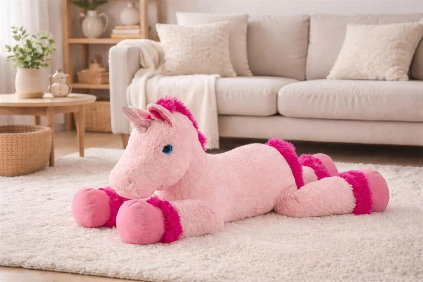 Geschenkestadl Kuscheltier Einhorn Plüsch Rosa 110cm XXL - Bild 3
