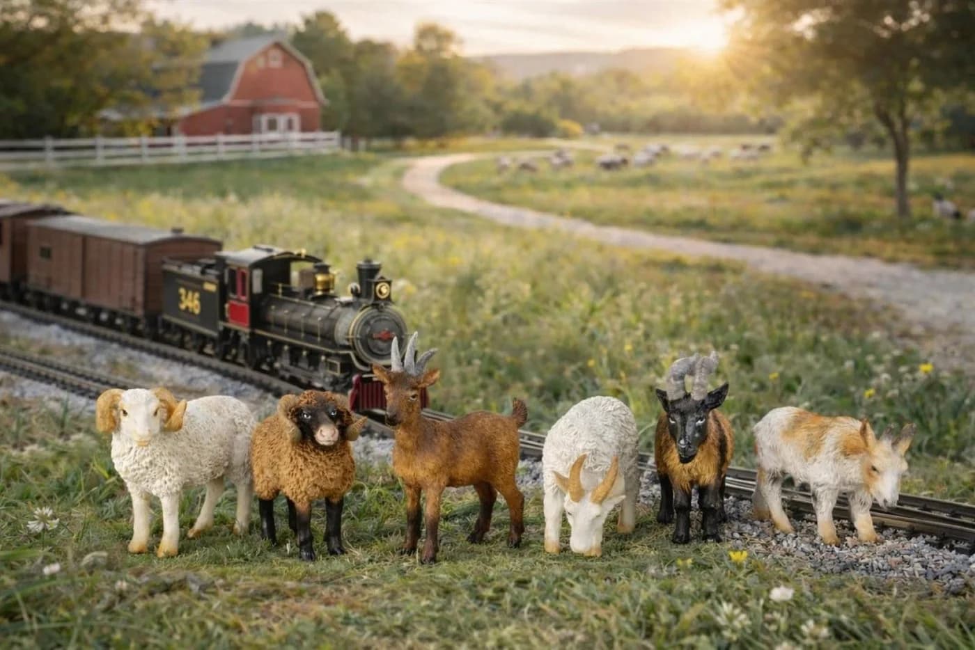 Geschenkestadl 6er Set Ziegenfiguren Mini Deko Bauernhof Landhaus