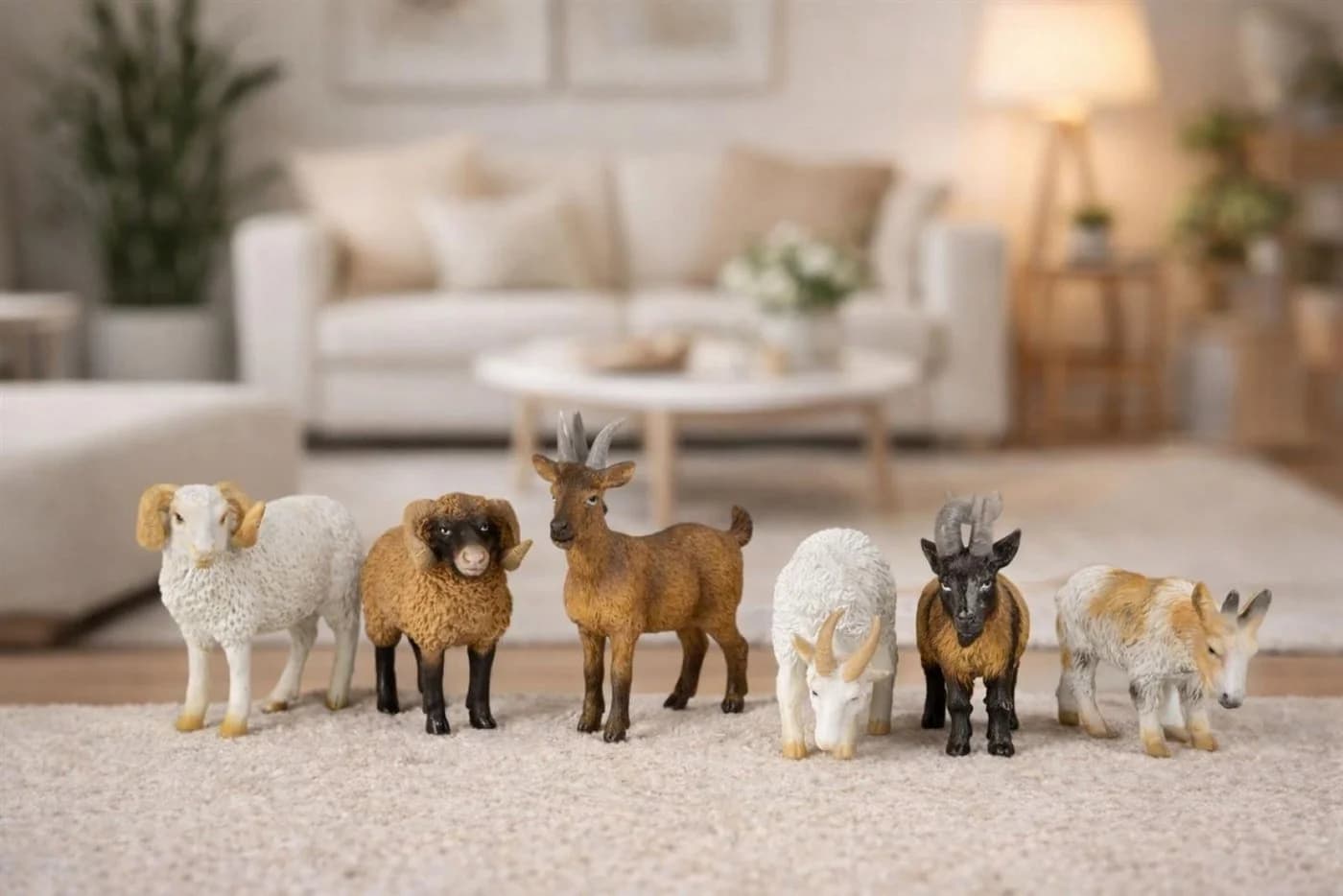 Geschenkestadl 6er Set Ziegenfiguren Mini Deko Bauernhof Landhaus - Bild 4