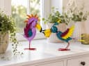 Geschenkestadl Bunte Metall-Vögel 2er Set Dekofigur Modern Bild 1