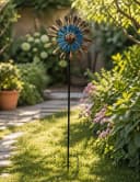 Geschenkestadl Deko-Windrad Metall Blau Gold Gartenstecker Bild 1