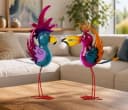 Geschenkestadl Deko-Vögel 2er Set Bunt Metall Bild 1