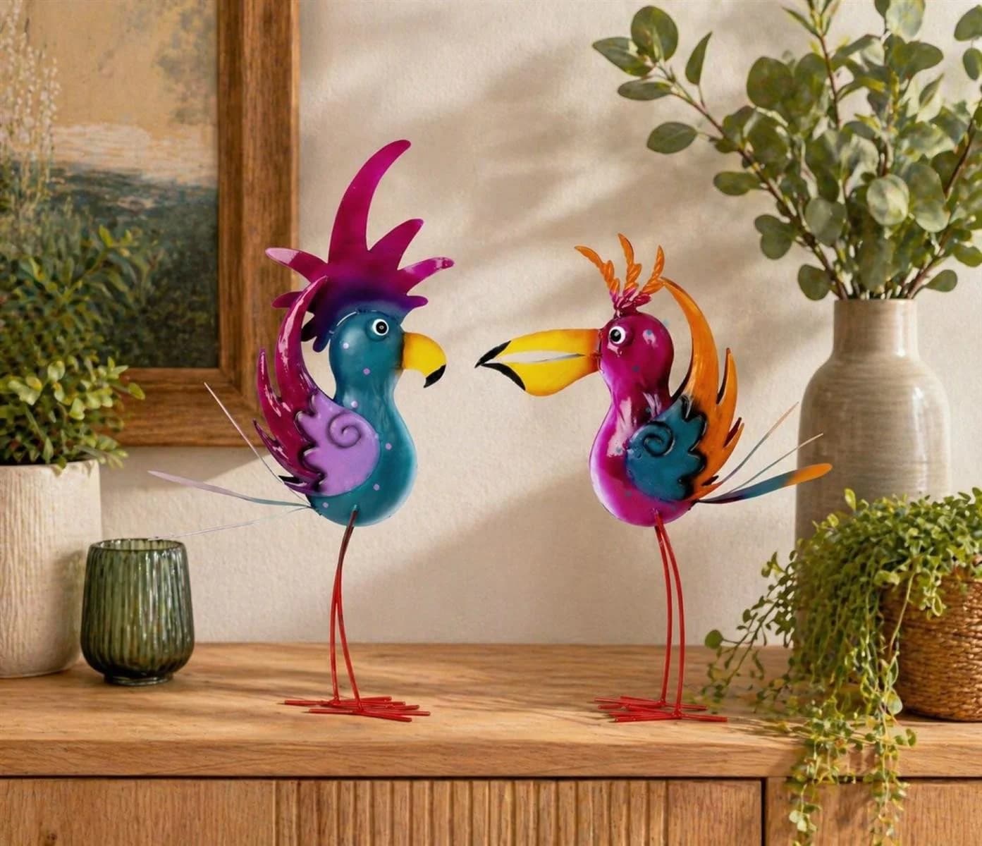 Geschenkestadl Deko-Vögel 2er Set Bunt Metall - Bild 4