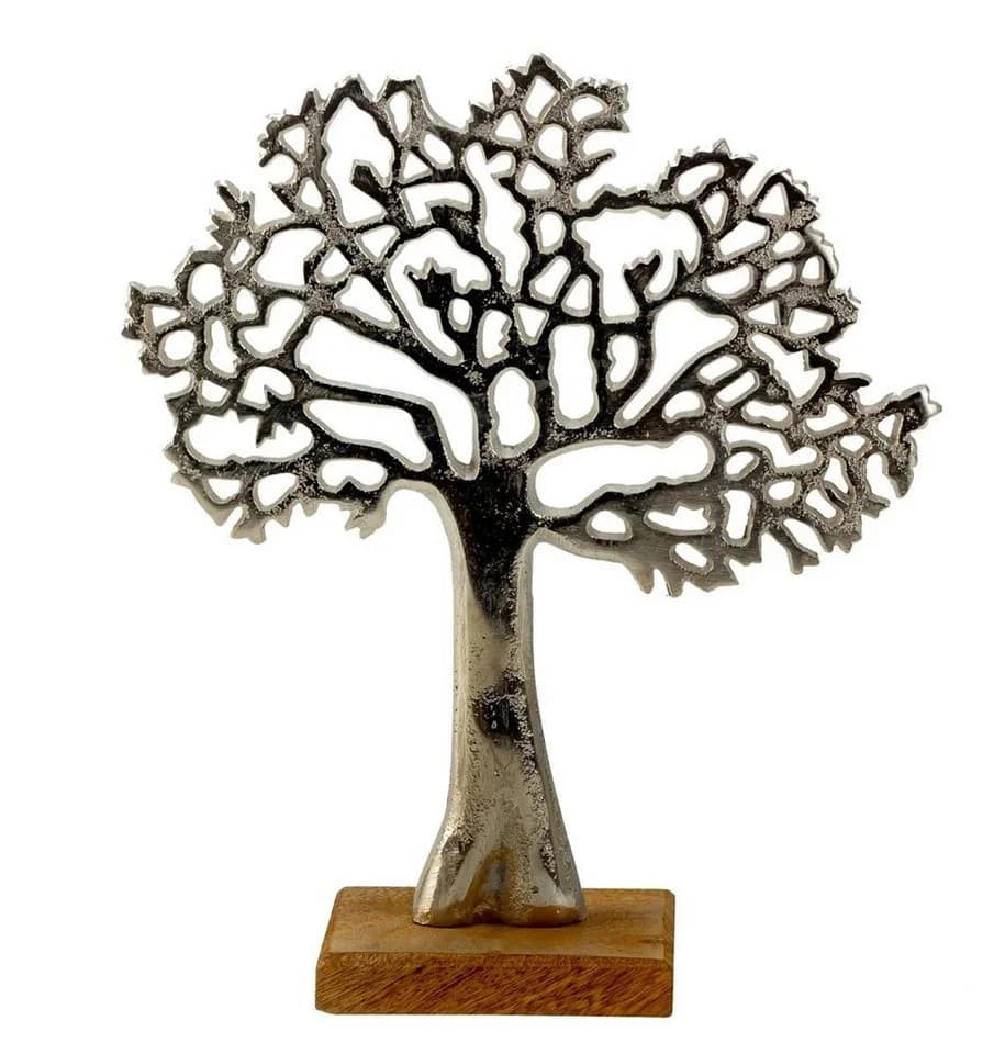 Geschenkestadl Dekoobjekt Lebensbaum Aluminium auf Holzsockel - Bild 2