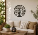 Geschenkestadl Wanddeko Baum des Lebens Metall Schwarz 30 cm Bild 1