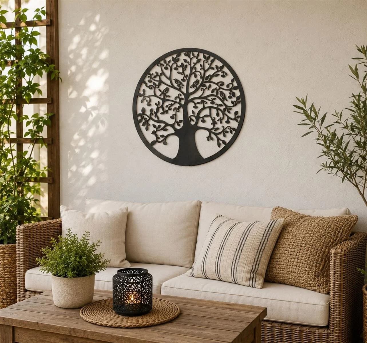 Geschenkestadl Wanddeko Baum des Lebens Metall Schwarz 30 cm