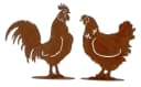 Geschenkestadl Hahn Henne Silhouette Metall Deko Set Edelrost Bild 2