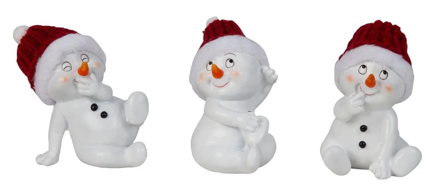Geschenkestadl Schneemann 3er Set sitzend Polystein - Bild 2