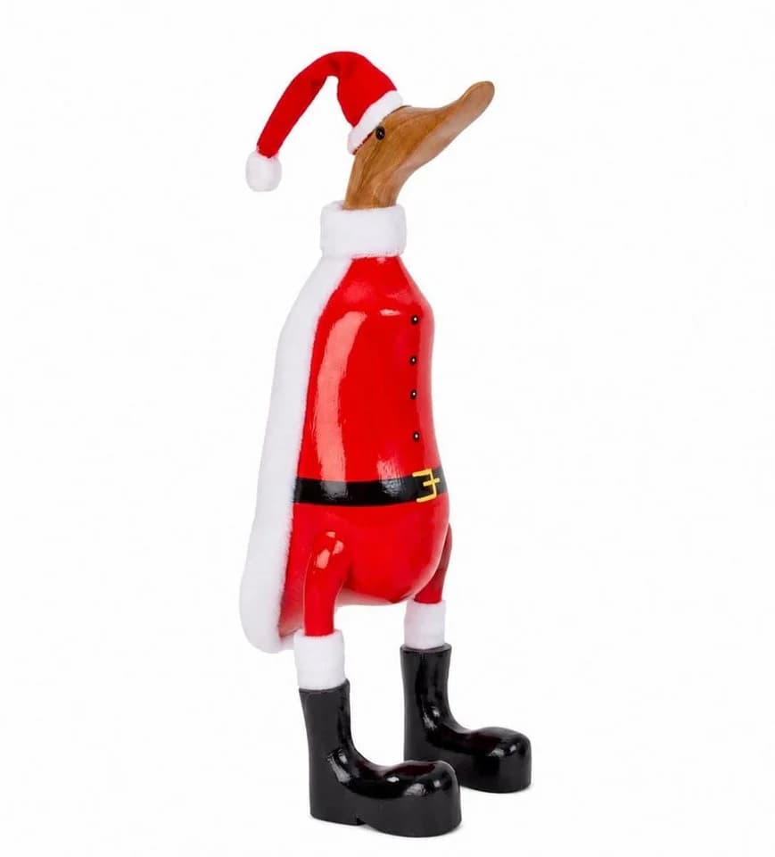 Geschenkestadl Dekofigur Bali Ente Weihnachtsmann Holz - Bild 2