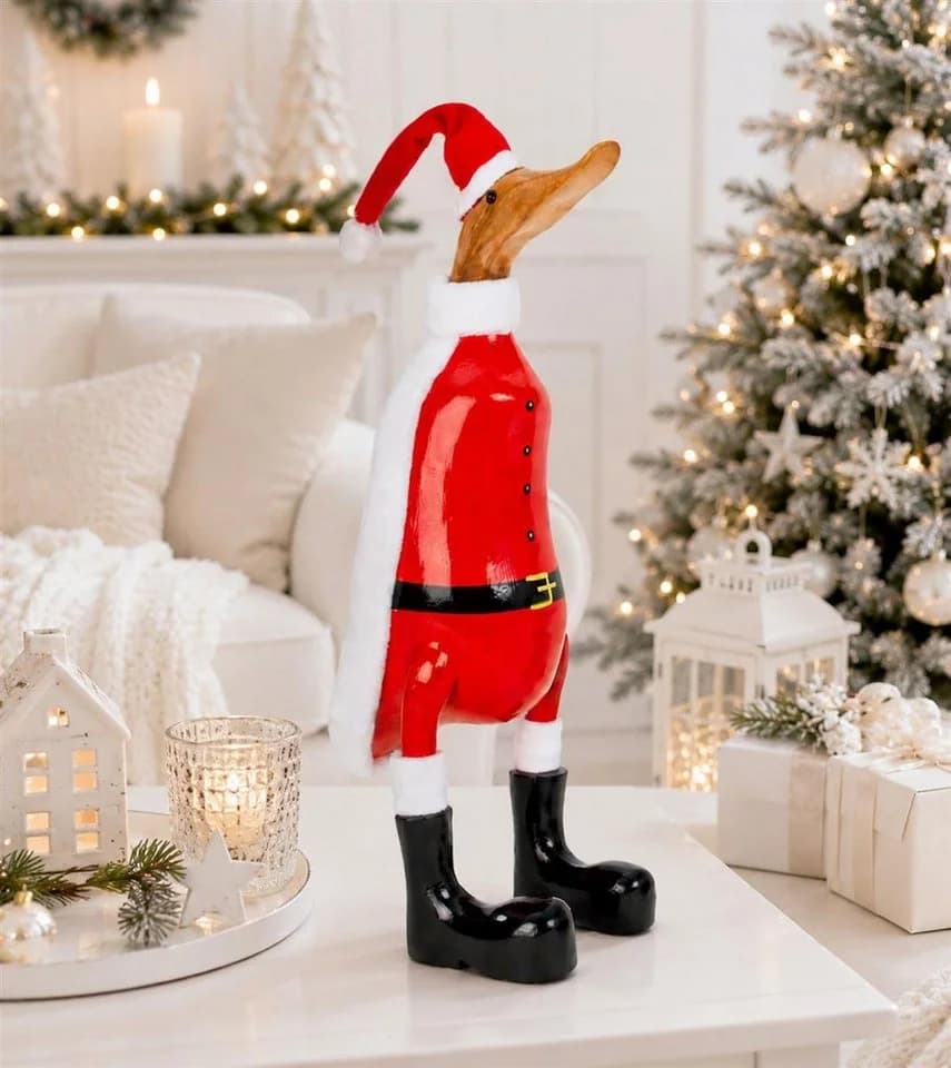 Geschenkestadl Dekofigur Bali Ente Weihnachtsmann Holz - Bild 4