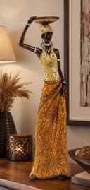 Geschenkestadl Afrikafigur Dekofigur mit Schale und Blatt-Rock Bild 1