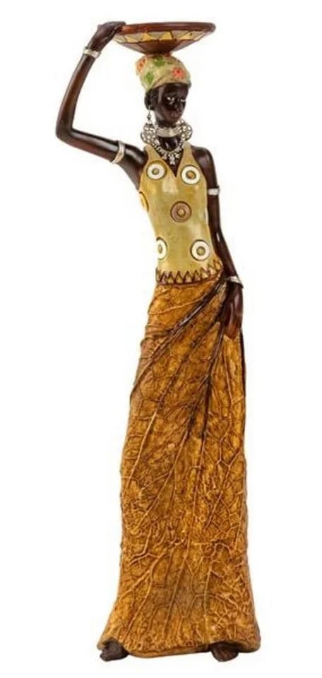 Geschenkestadl Afrikafigur Dekofigur mit Schale und Blatt-Rock - Bild 2