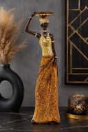 Geschenkestadl Afrikafigur Dekofigur mit Schale und Blatt-Rock Bild 3