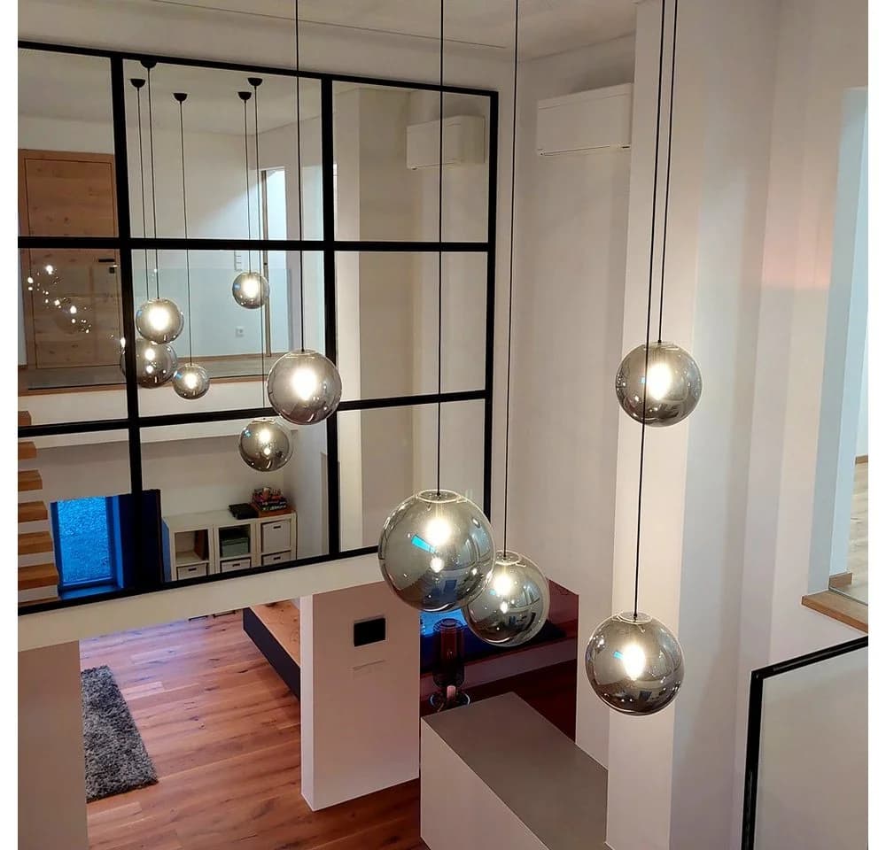 s.luce Pendelleuchte Orb Glaskugel 5m Abhängung Schwarz/Klar - Bild 4