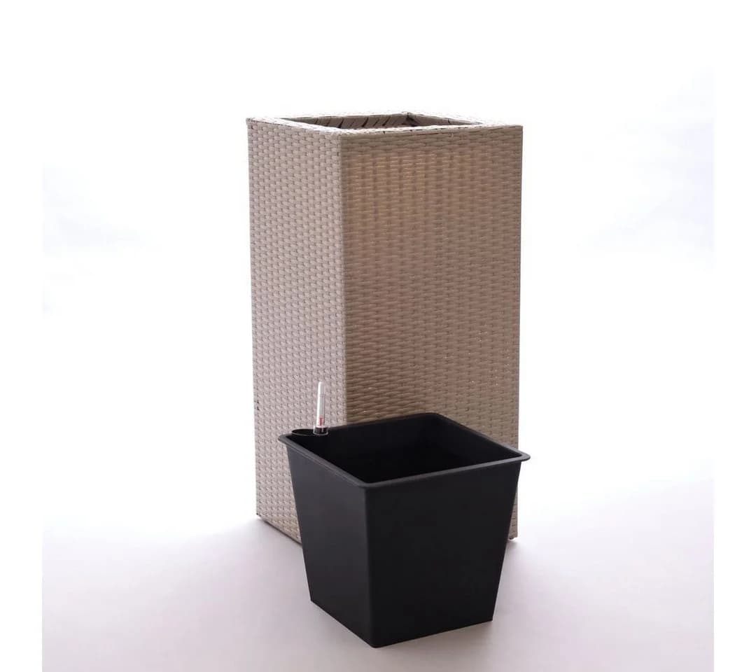 Elegant Einrichten Pflanzkübel Säule grau meliert Polyrattan - Bild 3