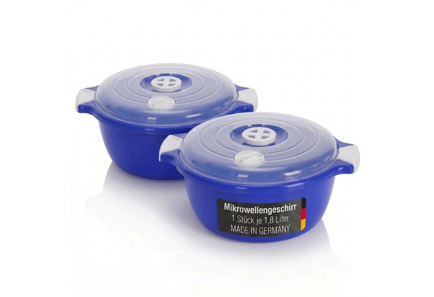 Lantelme Mikrowellenschüssel 2-tlg. Blau mit Deckel & Dampfventil - Bild 2