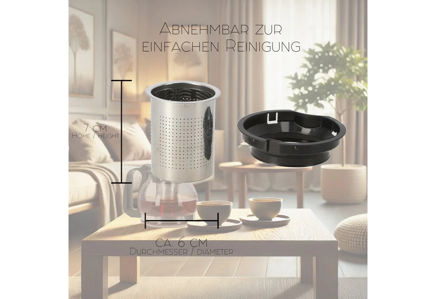 Lantelme Teekanne Glas 1,25 Liter mit Sieb und Deckel - Bild 5