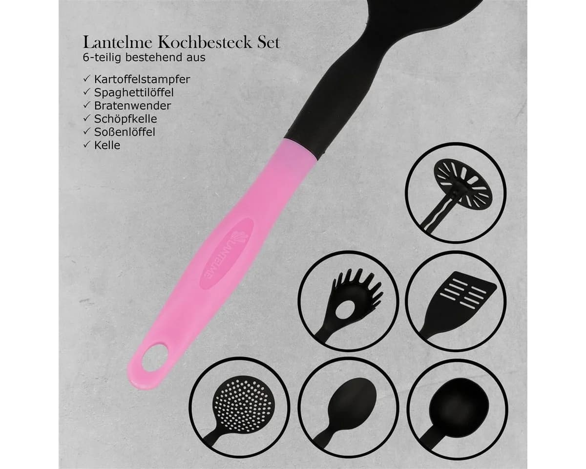 Lantelme Kochbesteck-Set 6-tlg. Rosa Kunststoff - Bild 4