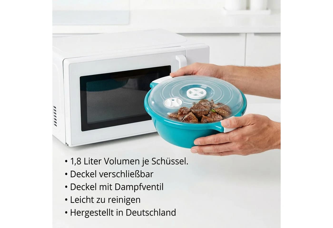Lantelme Mikrowellenschüssel 1,8 Liter Schwarz Stapelbar - Bild 5