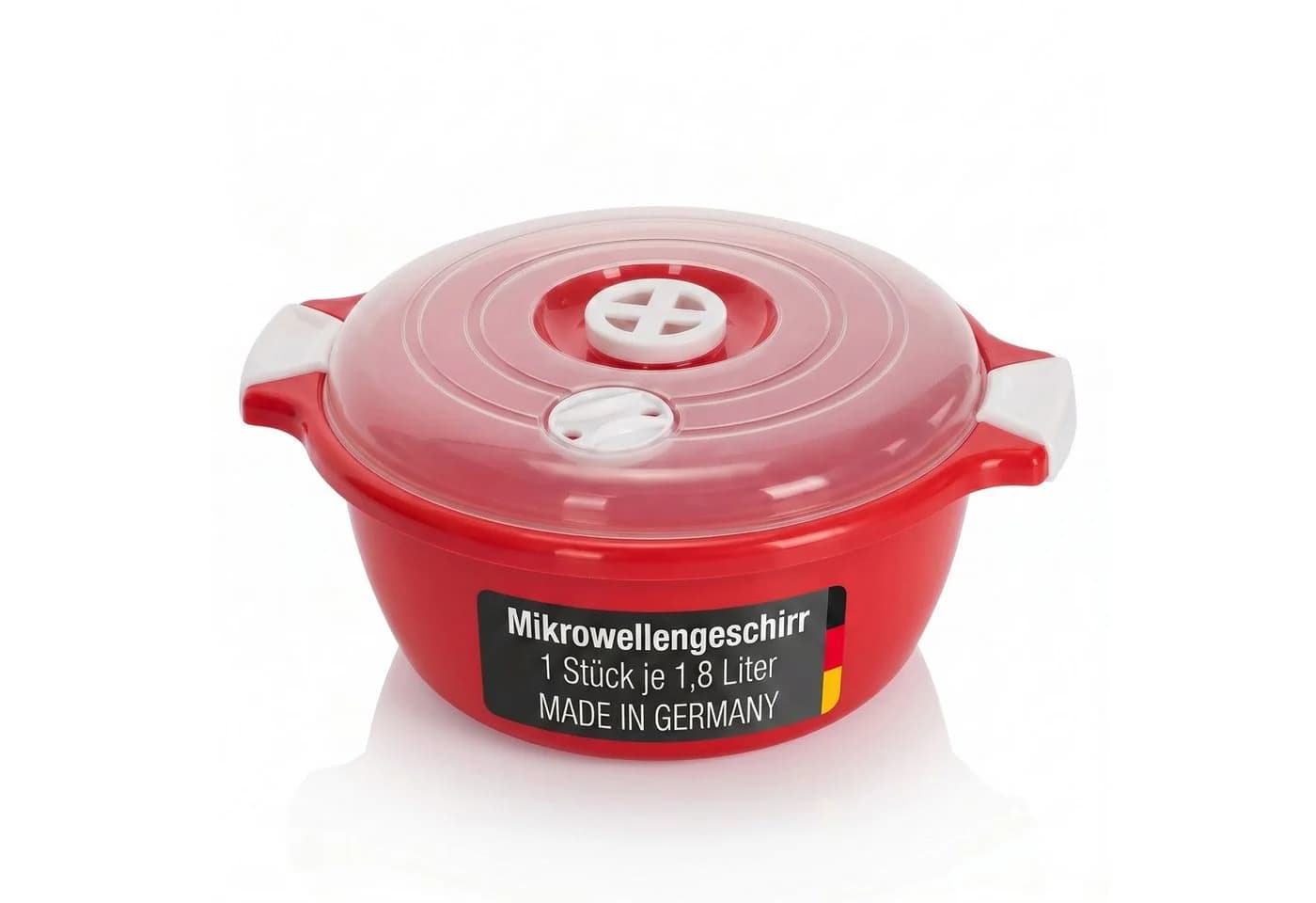 Lantelme Mikrowellenschüssel 1,8 Liter Rot Kunststoff - Bild 2