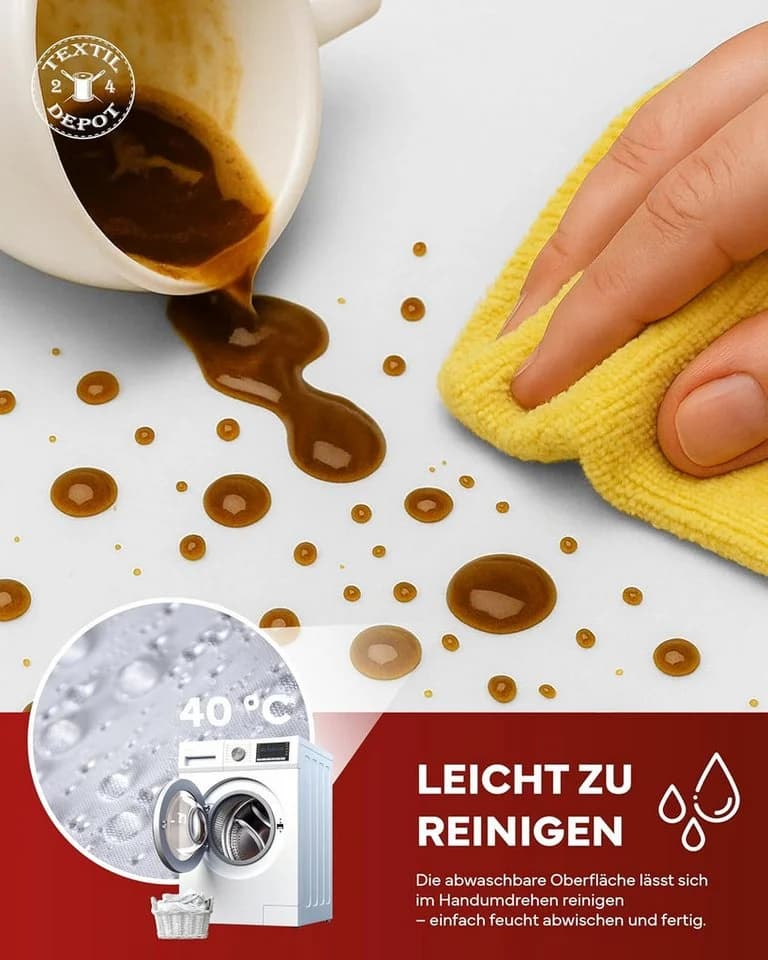 texpot Tischdecke Lotuseffekt Leinenoptik Bügelfrei Fleckschutz Weiß - Bild 5