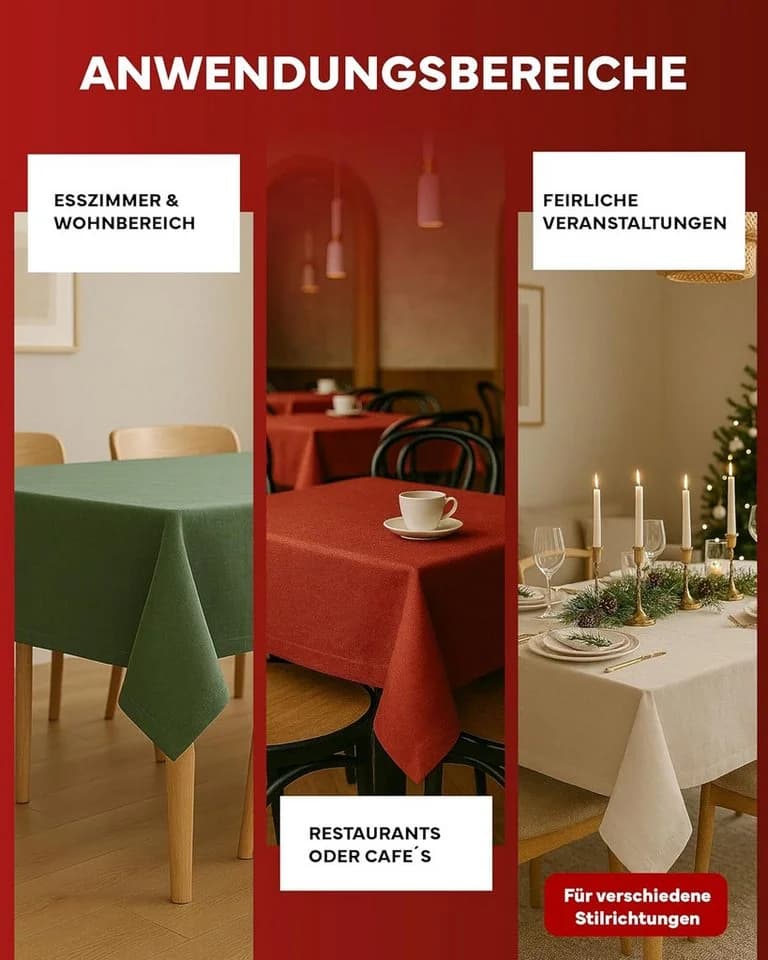 texpot Tischdecke Lotuseffekt Leinenoptik Grau Bügelfrei Fleckschutz - Bild 2
