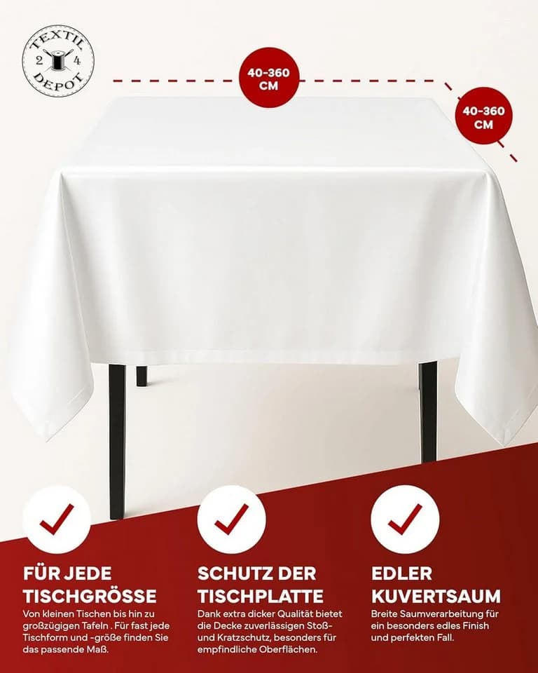texpot Tischdecke Lotuseffekt Leinenoptik Grau Bügelfrei Fleckschutz - Bild 3