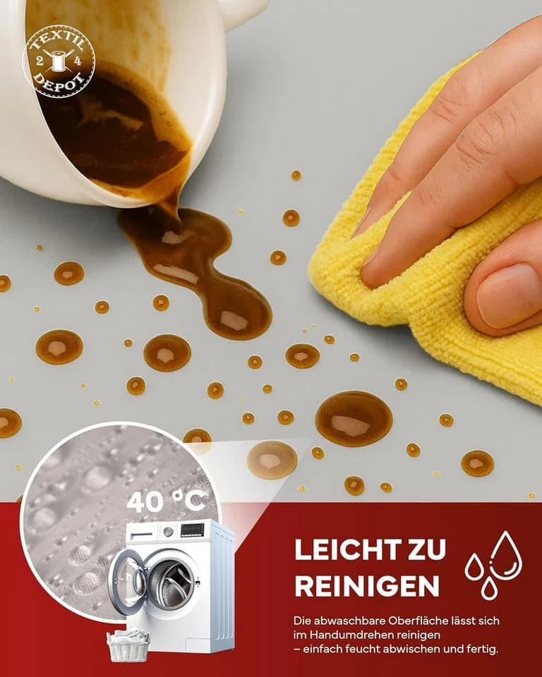 texpot Tischdecke Lotuseffekt Leinenoptik Grau Bügelfrei Fleckschutz - Bild 4